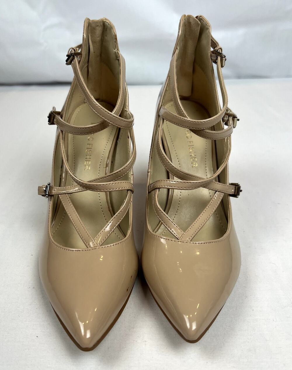 Marc Fisher Nude Patent Leather Strappy Heels – Size 6.5M